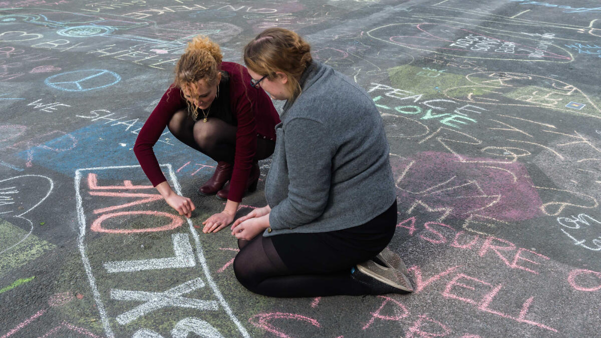 Pedestrian strip becomes canvas of support in Brussels