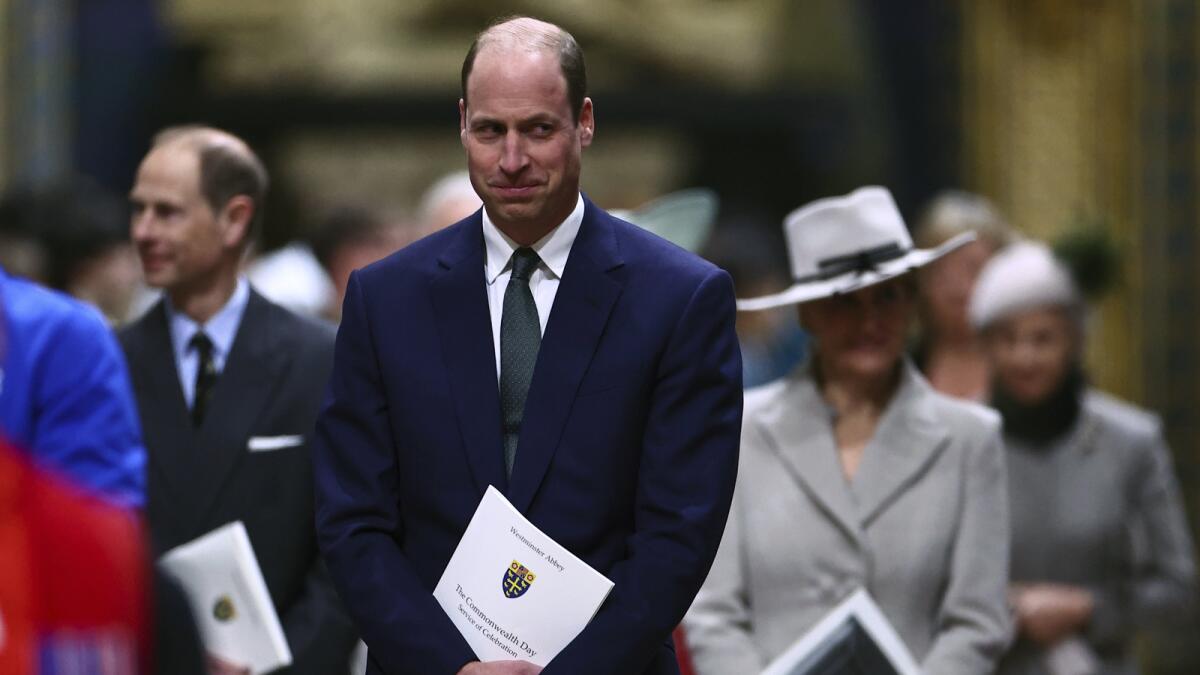Prince William attends the annual Commonwealth Day service ceremony.