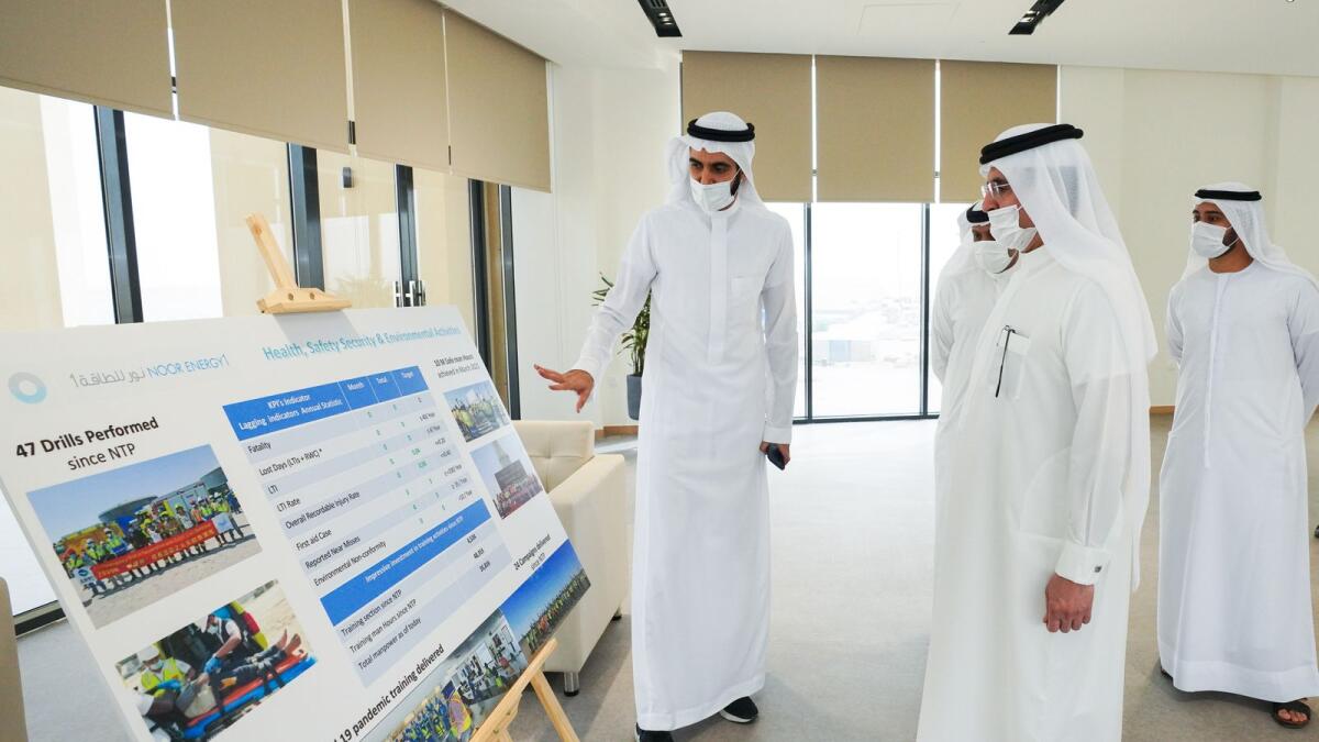 Saeed Mohammed Al Tayer, managing director and chief executive of Dubai Electricity and Water Authority (Dewa), inspected the work progress at the 950MW 4th phase of the Mohammed bin Rashid Al Maktoum Solar Park. — Supplied photo