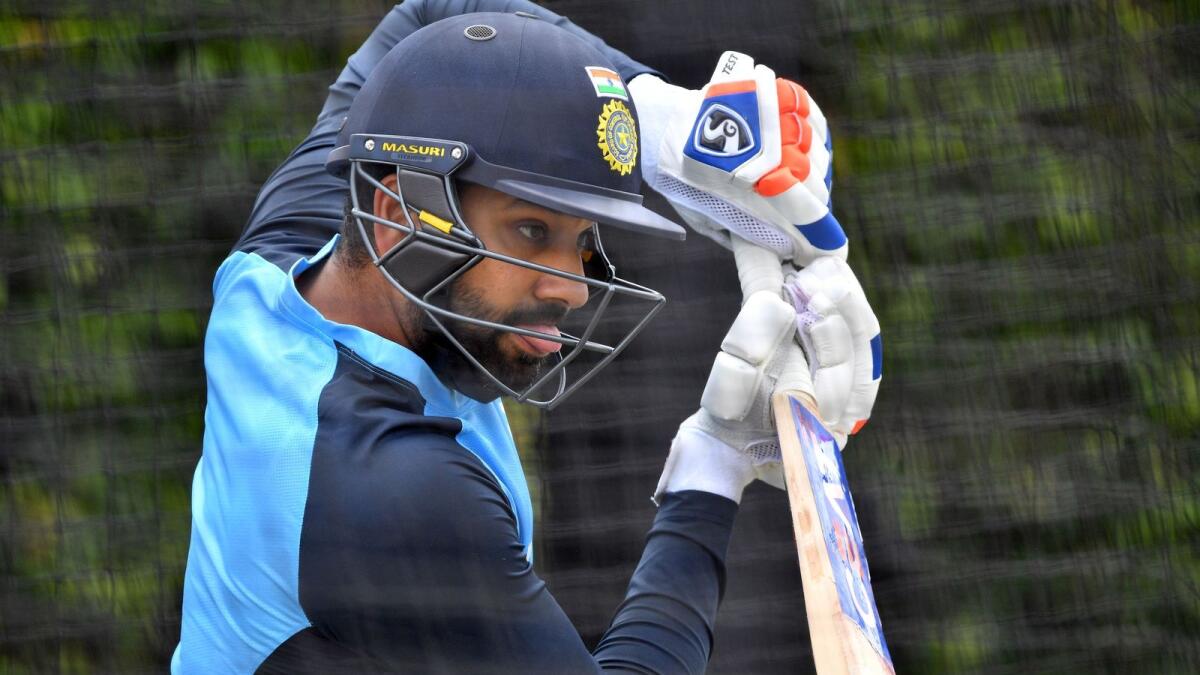 India's Rohit Sharma bats in the nets. (AFP)