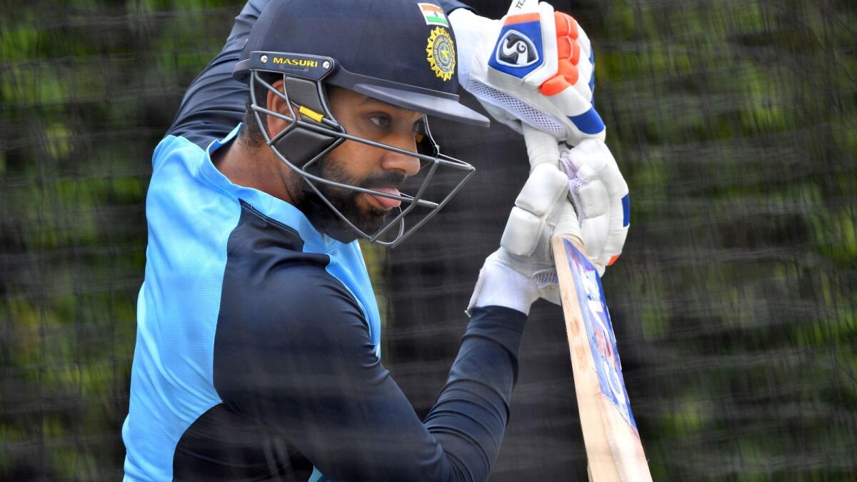 India's Rohit Sharma bats in the nets. (AFP)