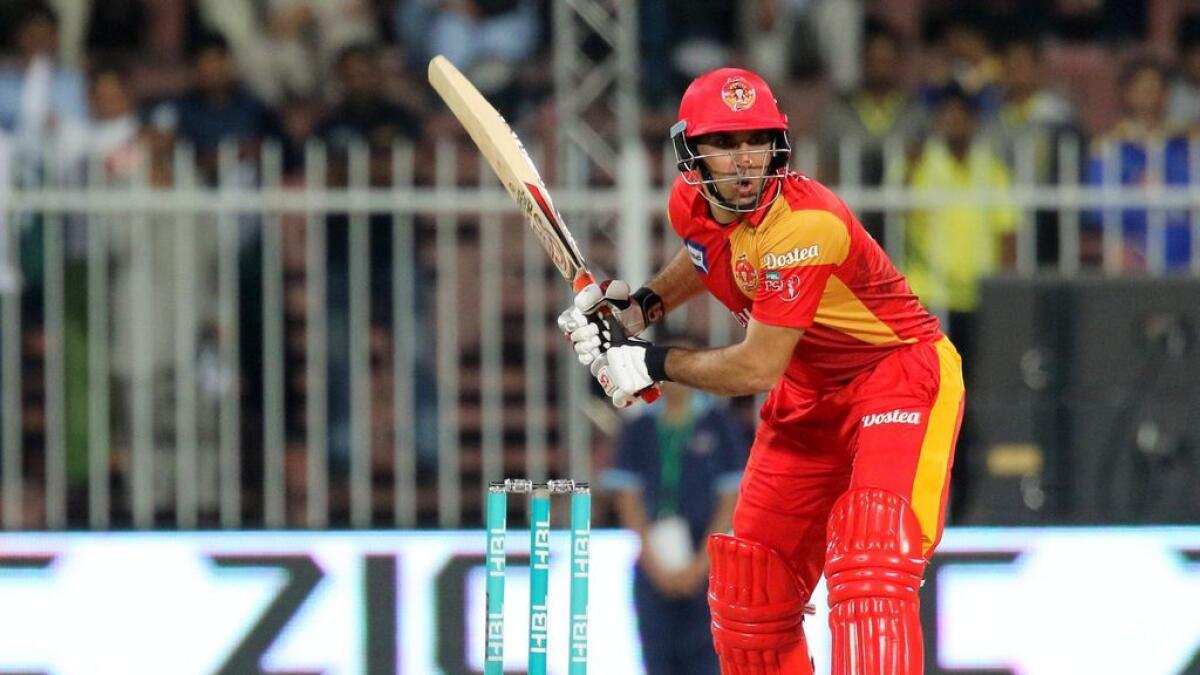 Misbah ul Haq from Islamabad united playing a shot.
