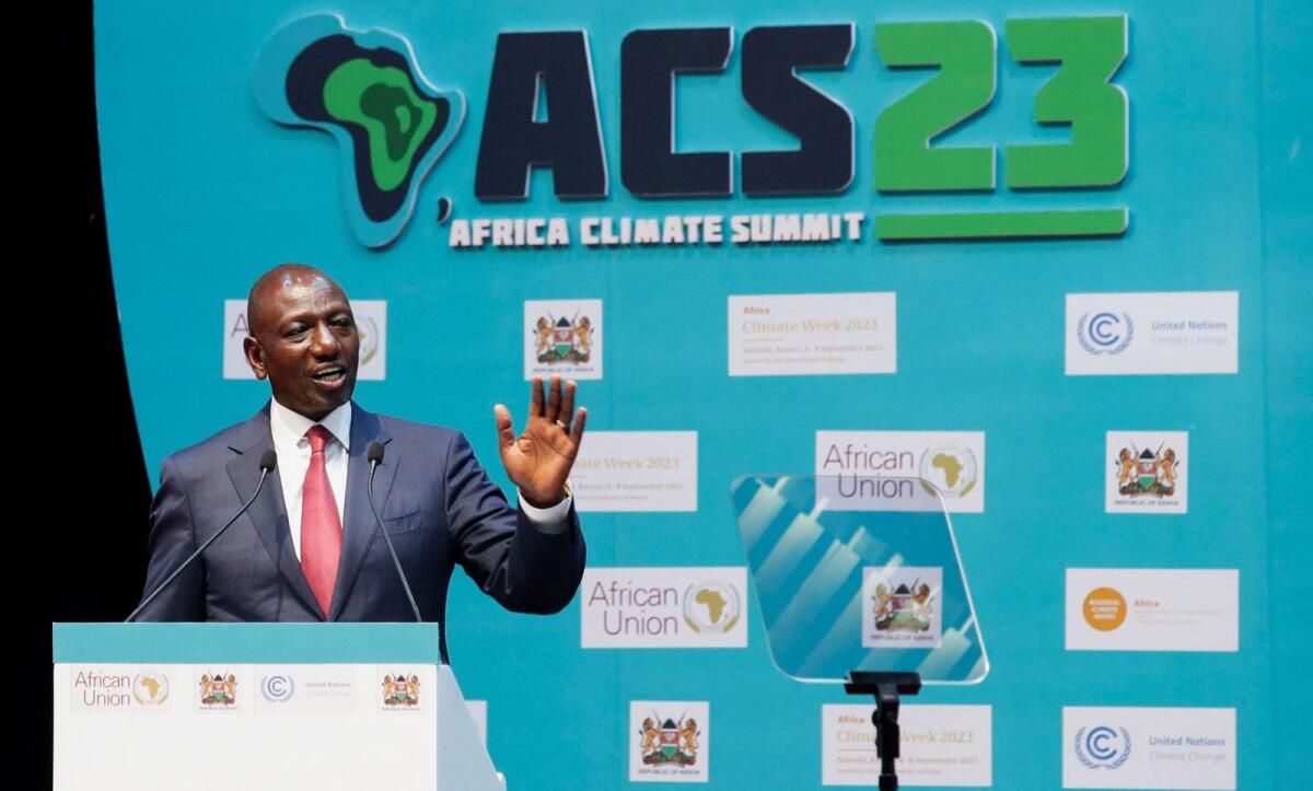 Kenya's President William Ruto addresses delegates at the close of the Africa Climate Summit (ACS) 2023 at the Kenyatta International Convention Centre (KICC) in Nairobi, Kenya, on September 6, 2023. Photo: Reuters