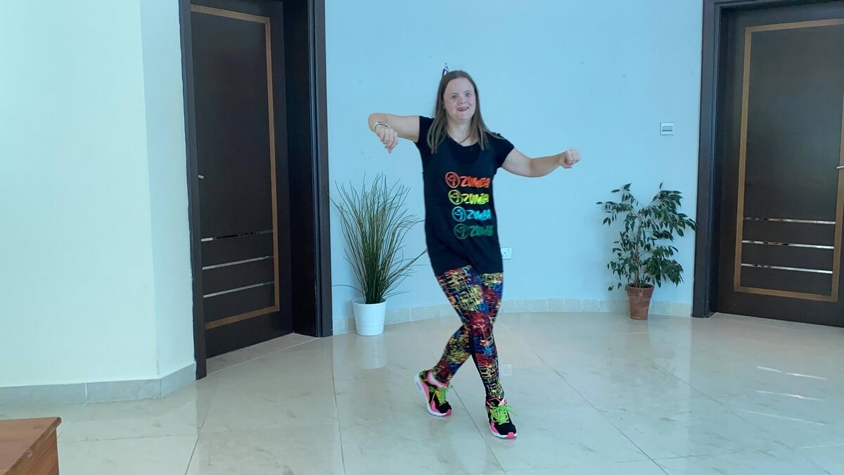 Zumba instructor Clari Lehmkuhl leads virtual audiences in dance fitness routines