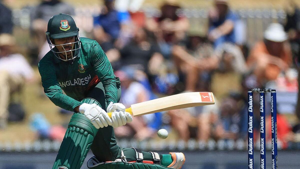Bangladesh's Soumya Sarkar plays a shot during the second one-day international against New Zealand. - AFP