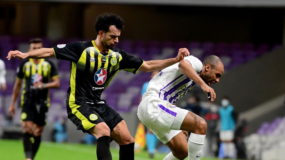 Al Ain and Kalba players vie for possession. — Twitter