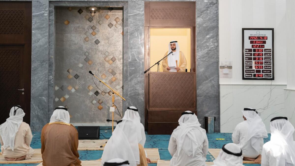 Friday prayer sermon being delivered at the mosque. — Wam