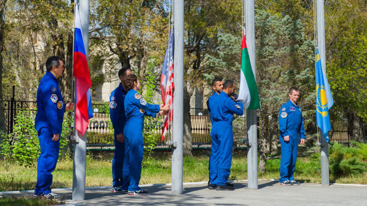 Baikonur, emirati astronauts, uae flag, uae, dubai, hazza al mansoori, sultan al neyadi