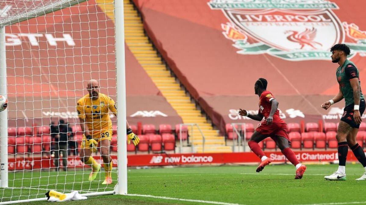 Senegal winger Mane broke struggling Villa's stubborn resistence in the 71st minute (Liverpool Twitter)