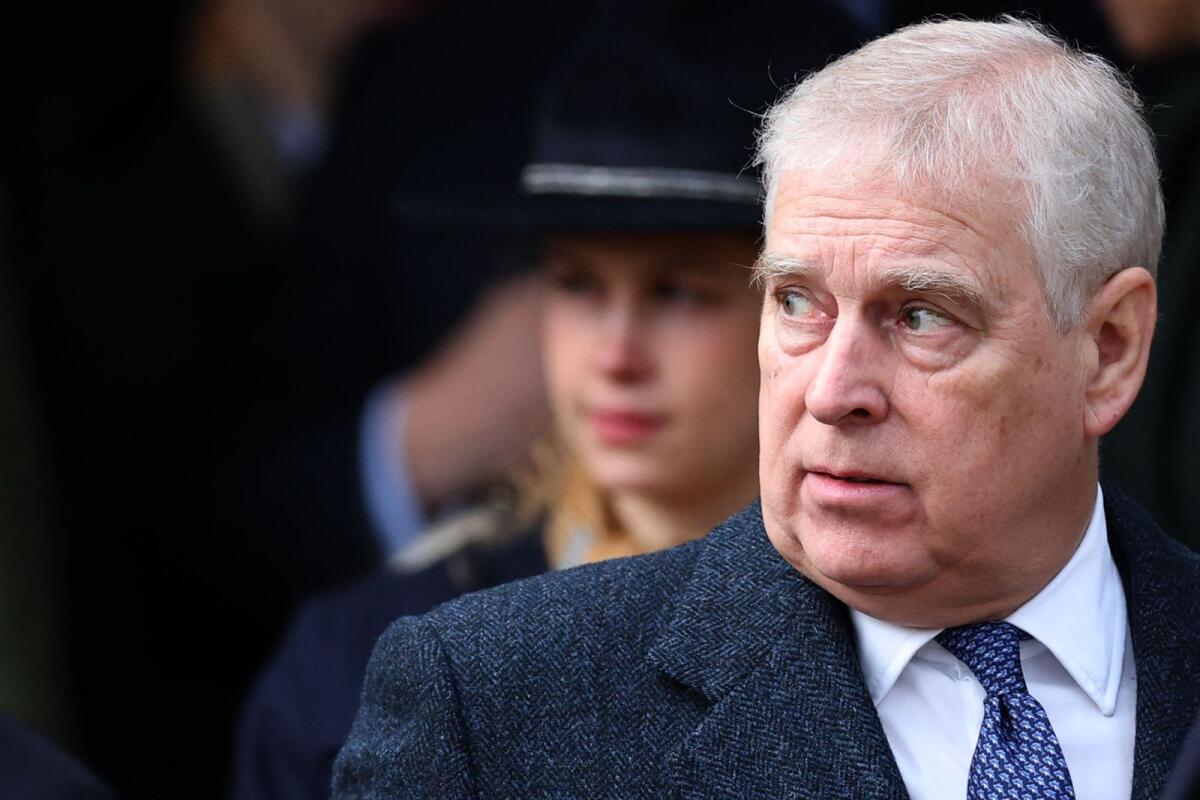 Britain's Prince Andrew, Duke of York leaves after attending for the Royal Family's traditional Christmas Day service at St Mary Magdalene Church in Sandringham in eastern England, on December 25, 2023. — AFP file