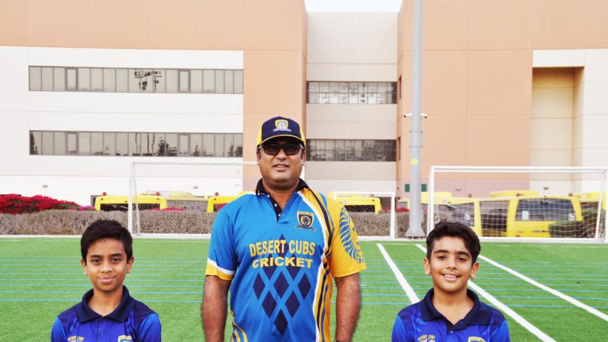 Coach Prosanta Chanda with Aryan Thapar and Ethan Jud Carneiro. (Supplied photo)
