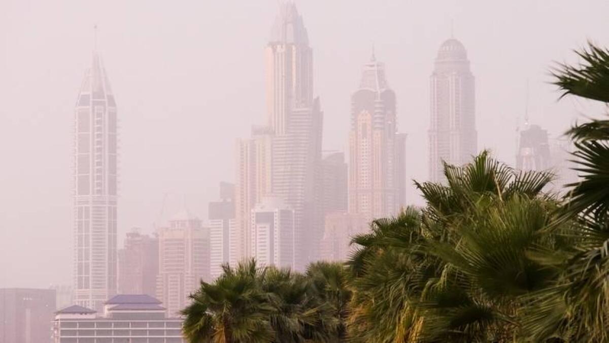 partly cloudy, hazy, sunny, national center of meteorology, uae, weather
