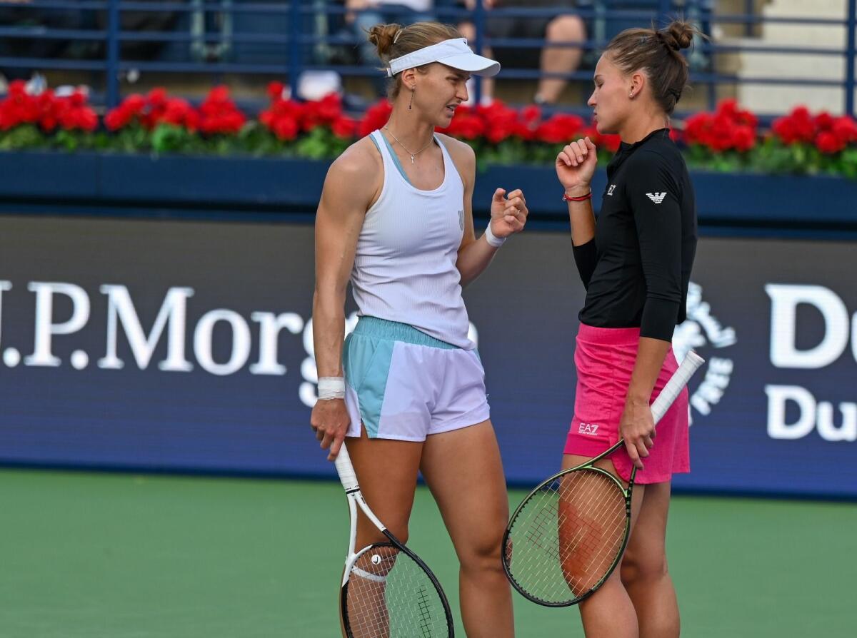 Veronika Kudermetova and Liudmila Samsonova during their doubles final match. — Photo by M. Sajjad