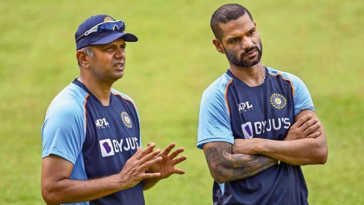 New India coach Rahul Dravid (left) will have to address why the team has been unable to do well in ICC tournaments. (PTI file)