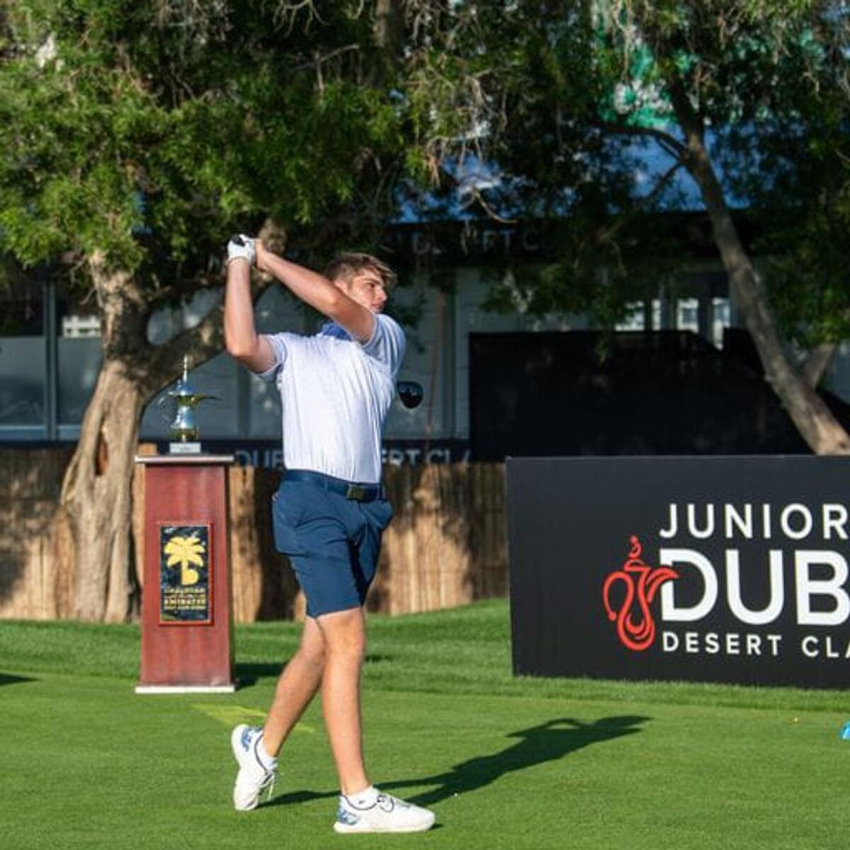 Joe Jones in action at the first-ever Junior Dubai Desert Classic. Photo: Supplied