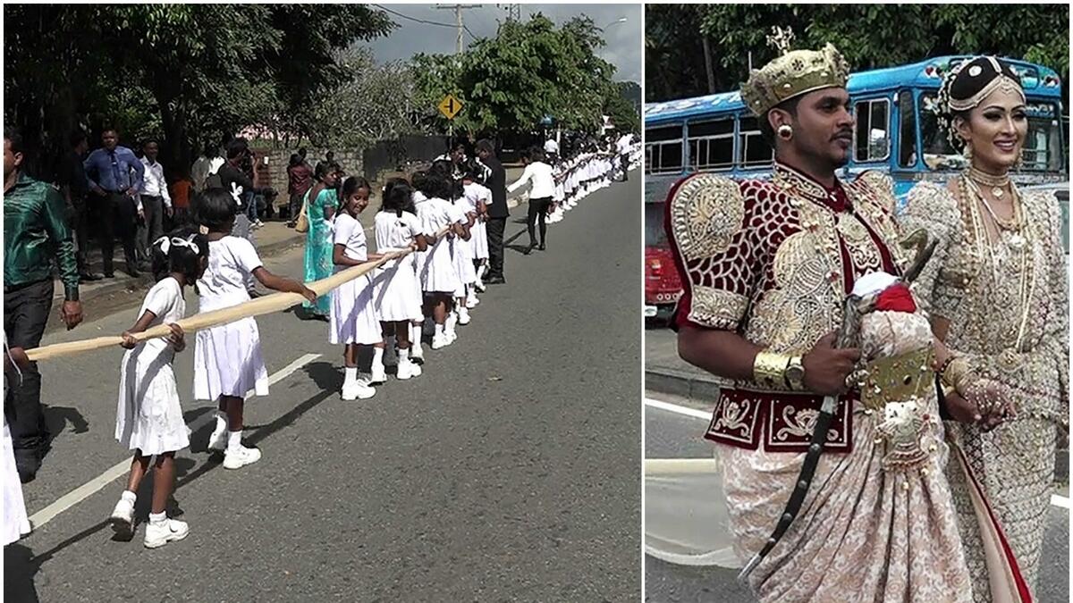 Sri Lanka probes longest saree wedding for using kids 