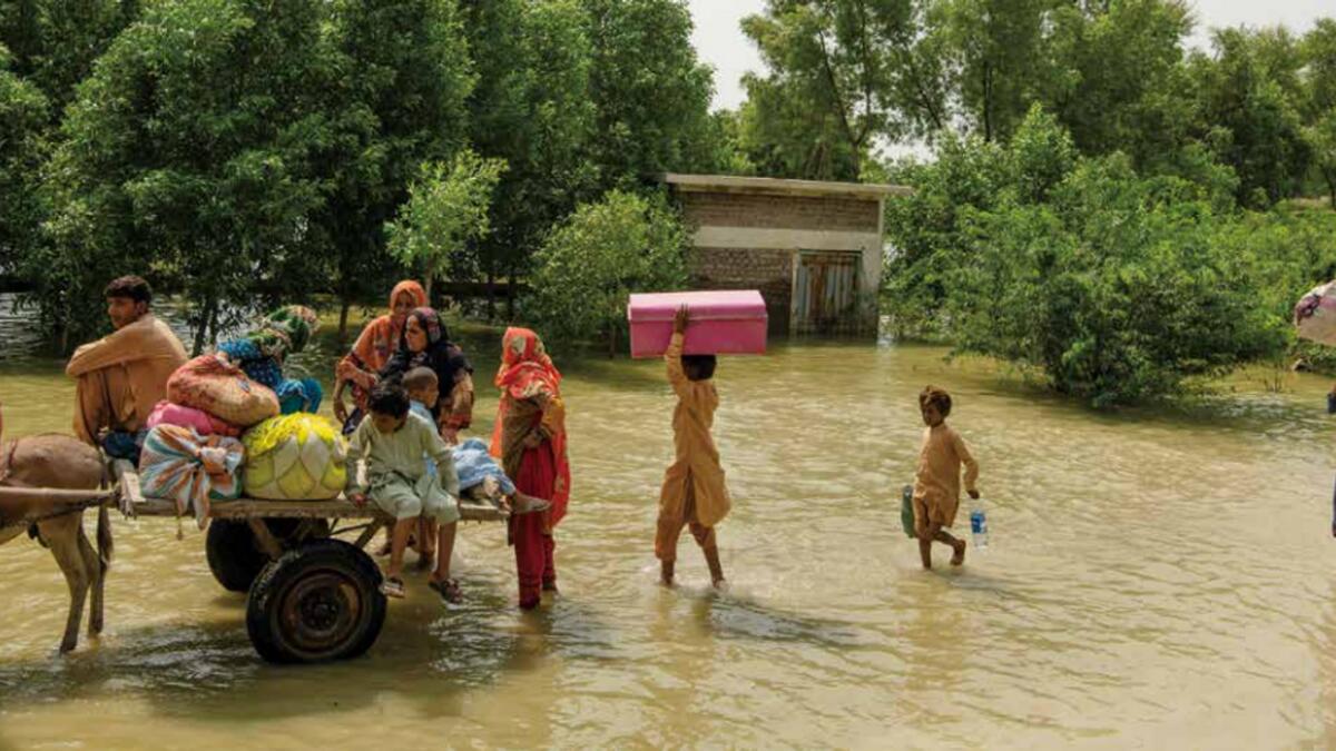 Devastating floods in Pakistan have displaced millions of people, destroying homes and harvests and adding to the country’s financial distress. (Kiana Hayeri/The New York Times)