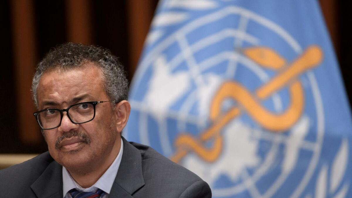 FILE PHOTO: World Health Organization (WHO) Director-General Tedros Adhanom Ghebreyesus attends a news conference in July 2020.