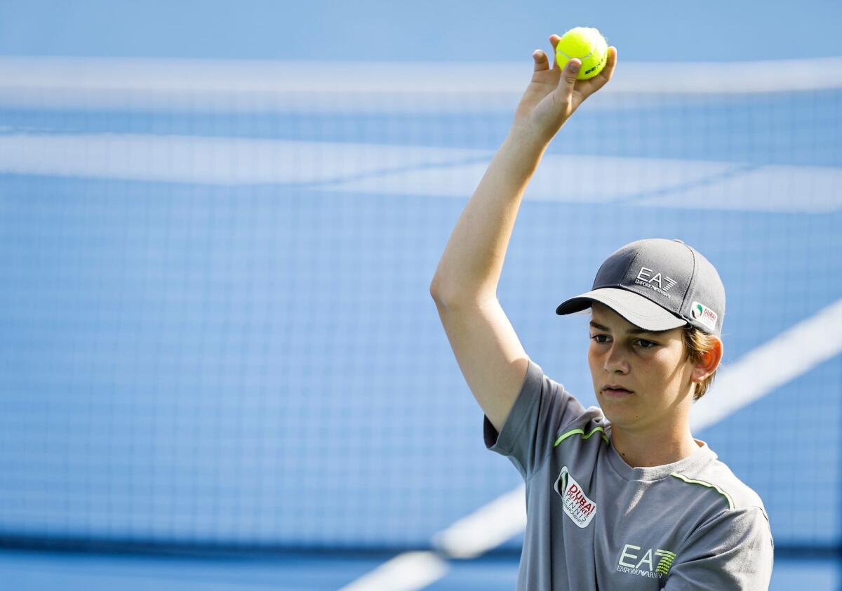 A ball kid performs his duties during the Dubai Duty Free Tennis Championship. — Supplied photo