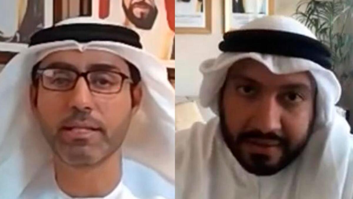 Dr Sultan Mohammed Al Nuaimi and Jamal Al Musharrakh during the virtual 12th Leadership Dialogue between the UAE and Israel.
