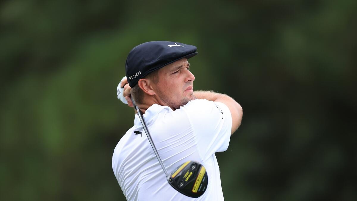 Bryson DeChambeau plays his shot from the 17th tee during the first round of the World Golf Championship-FedEx St Jude Invitational