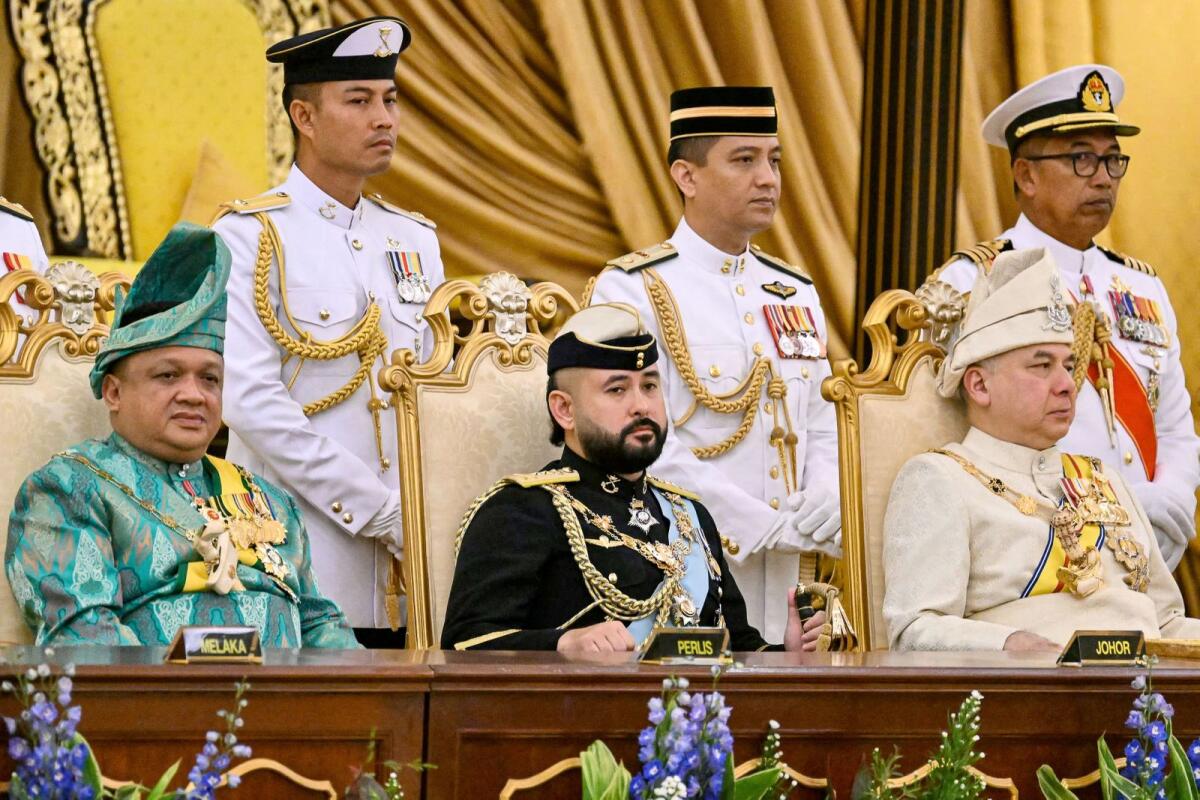 Crown Prince Ismail Sultan Ibrahim of Johor attends the oath taking ceremony for the 17th King of Malaysia at the National Palace in Kuala Lumpur, Malaysia, on January 31. — Reuters