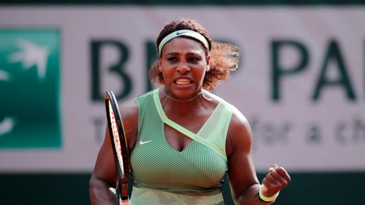 Serena Williams celebrates after winning her third round match against Danielle Rose Collins. — Reuters
