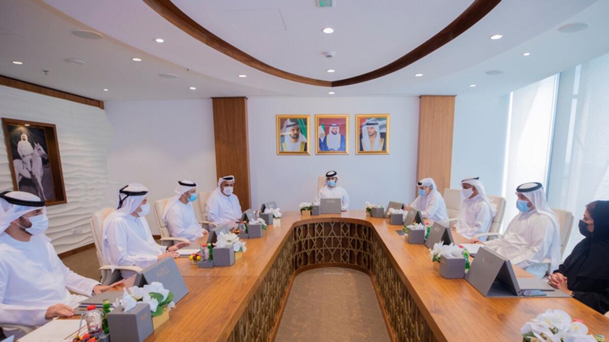 Sheikh Mansoor bin Mohammed bin Rashid Al Maktoum during the meeting. — Supplied photo