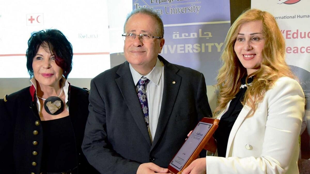 Evelyne Wood and Dr Mohammed Al Hadid during the Press conference in Abu Dhabi on Monday. — Supplied photo