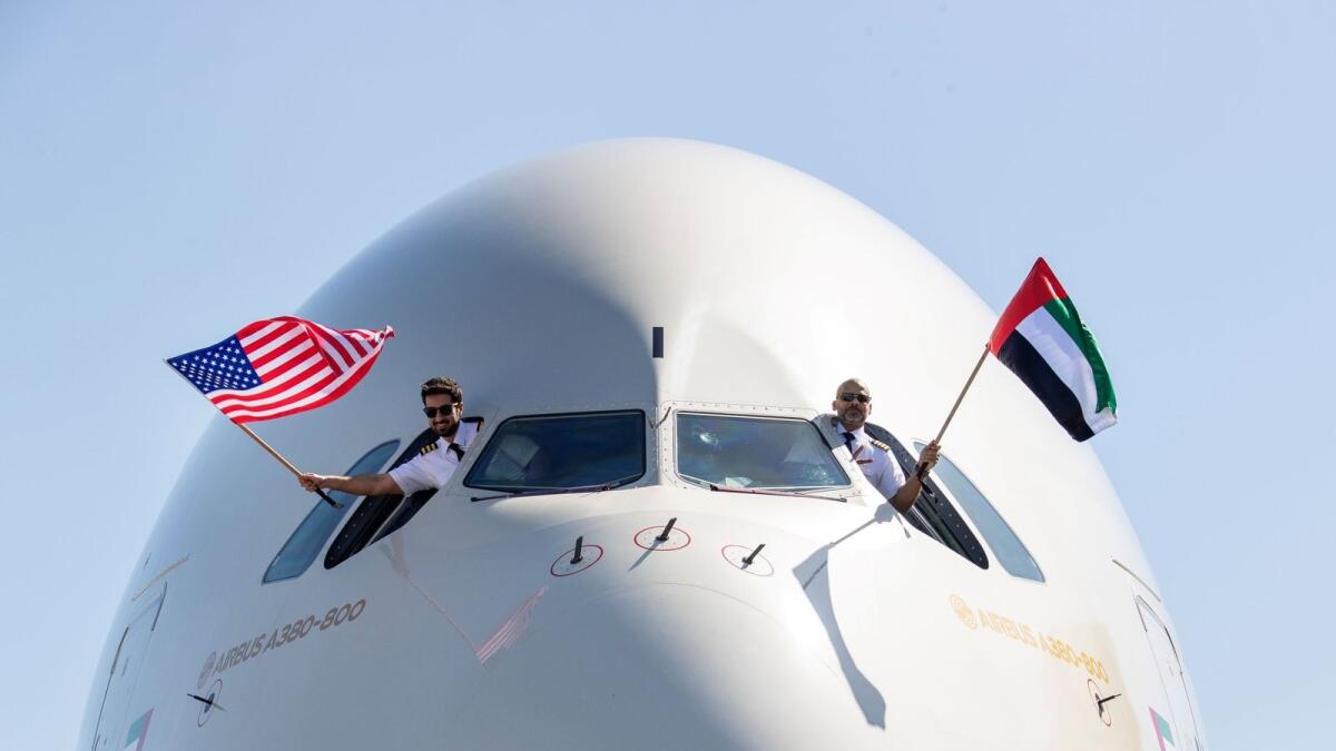 The A380 bus arrived at John F. Kennedy International Airport on Monday. Photo: WAM
