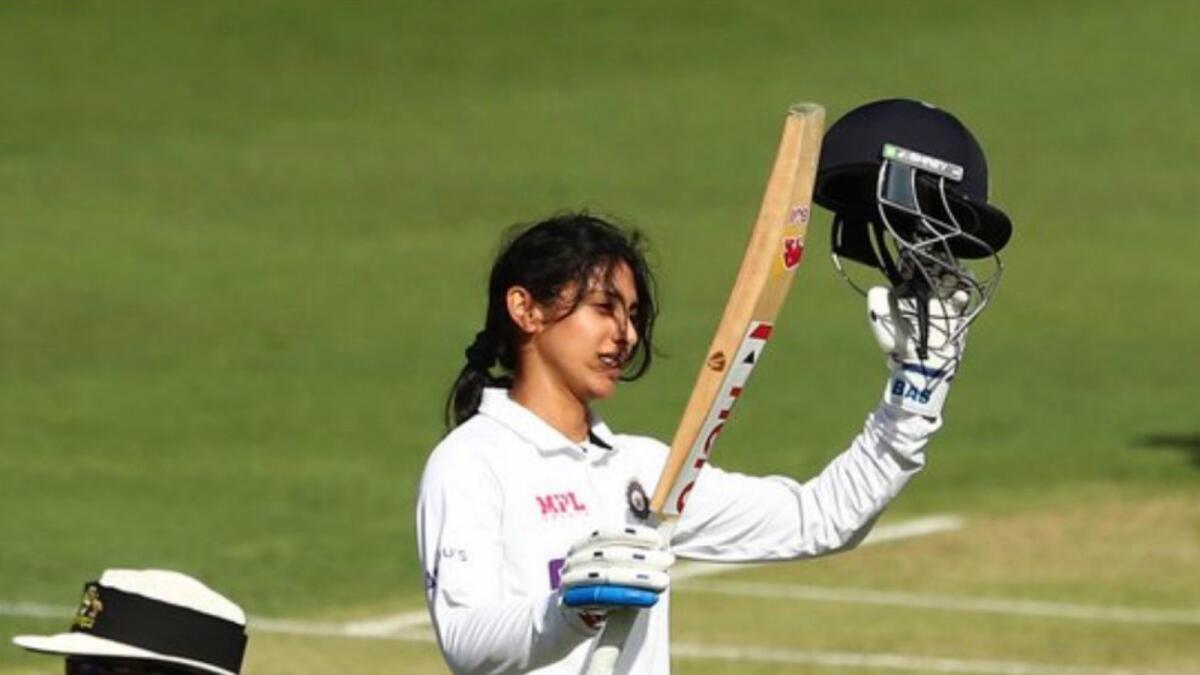 Mandhana made India's first-ever pink-ball Test even more memorable by smashing her maiden century in the longest format. (Twitter)