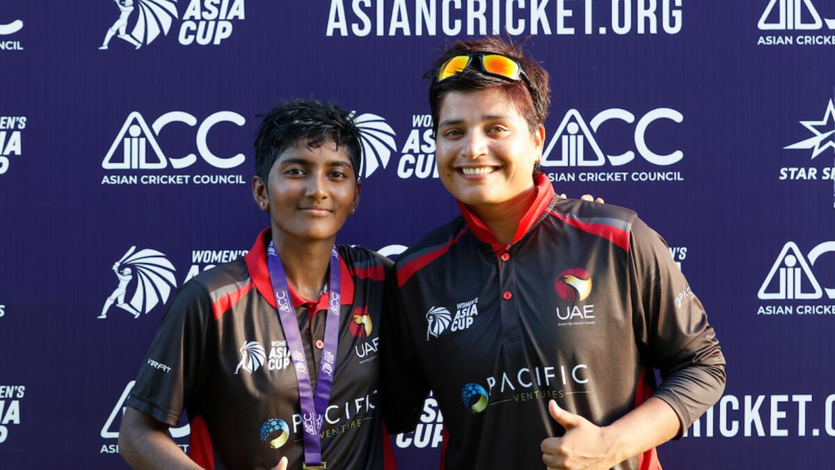 Theertha Satish (left) and captain Chaya Mughal. — Asian Cricket Council