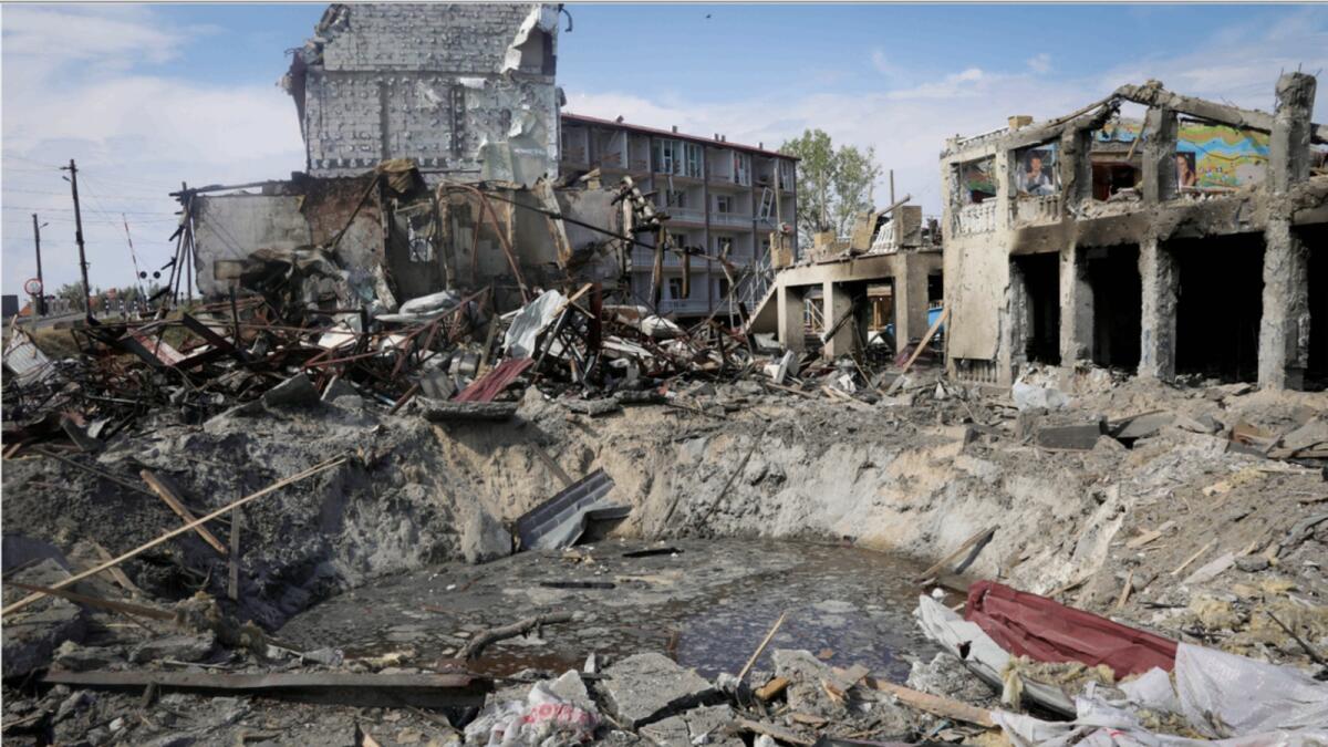 A view of buildings of local resort destroyed following Russian missile attacks in Odesa region. — AP