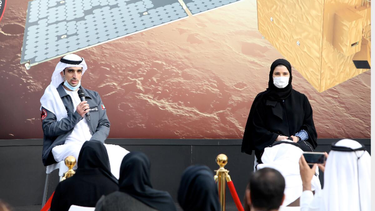 Omran Sharaf, Project Manager of the Emirates Mars Mission, and Sarah Al Amiri, Minister of State for Advanced Technology. — Photo by Juidin Bernarrd