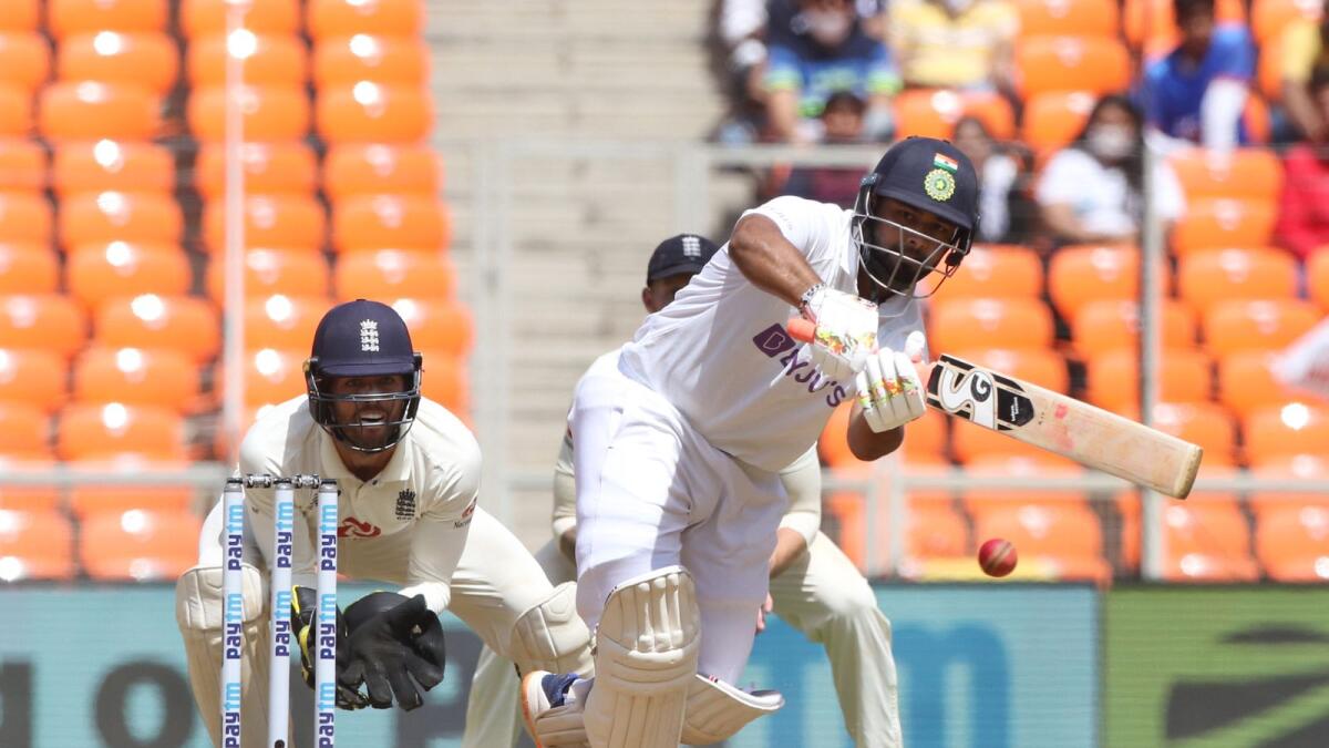 Rishabh Pant plays a shot during day two of the fourth Test. (BCCI)