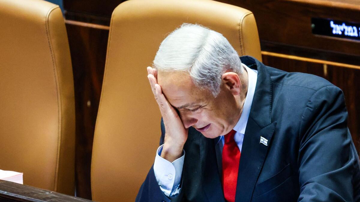 Israel's Prime Minister Benjamin Netanyahu attends the budget session at the parliament in Jerusalem on Tuesday. — AFP