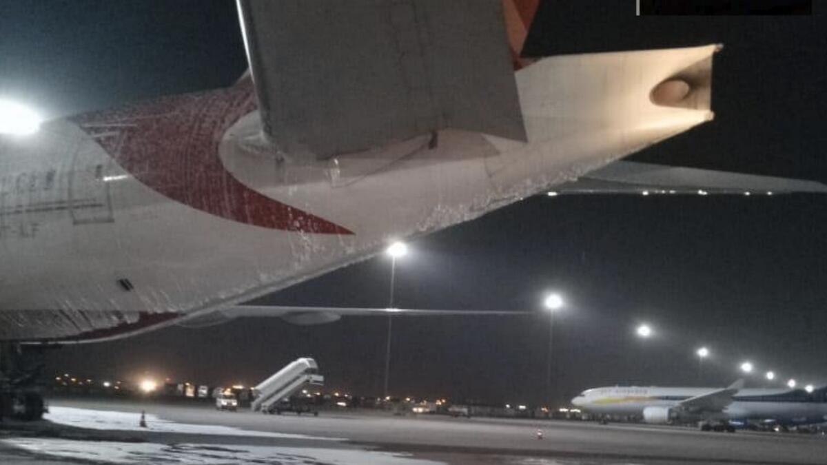 Video: Air India plane catches fire at Delhi airport 