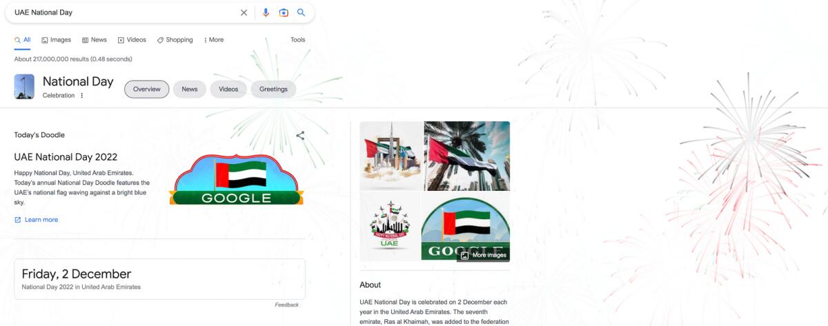Screenshot of Google page