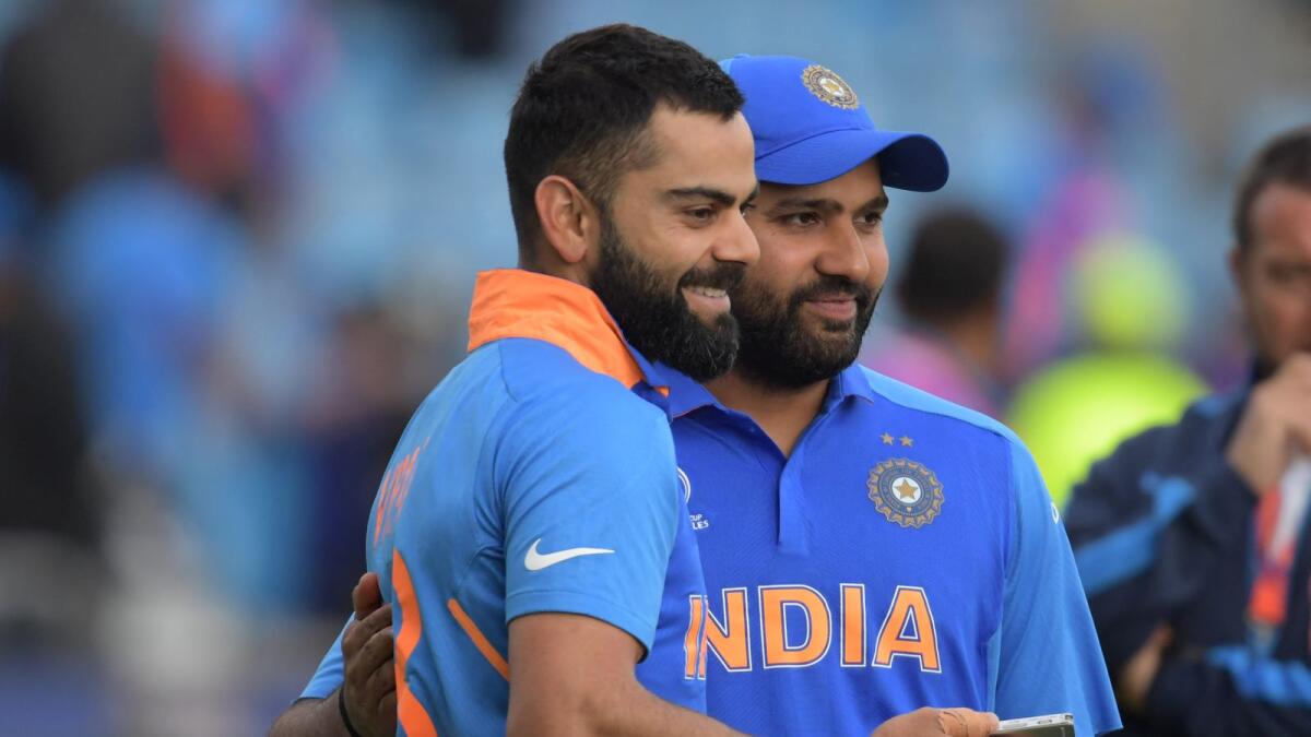 Rohit Sharma (right) and Virat Kohli, the two Indian superstars. (AFP file)