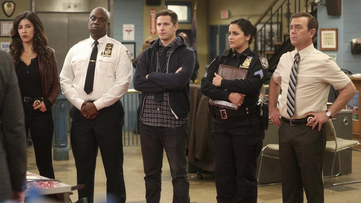 The cast of the comedy series Brooklyn Nine-Nine,