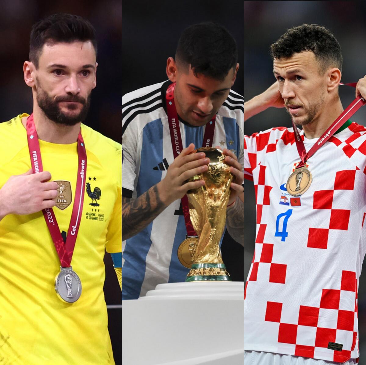 Argentine Cristian Romero (centre) and French goalkeeper Hugo Lloris (left) played every minute of the final and Ivan Perisic appeared for Croatia the day before as they took third place. — Tottenham Twitter