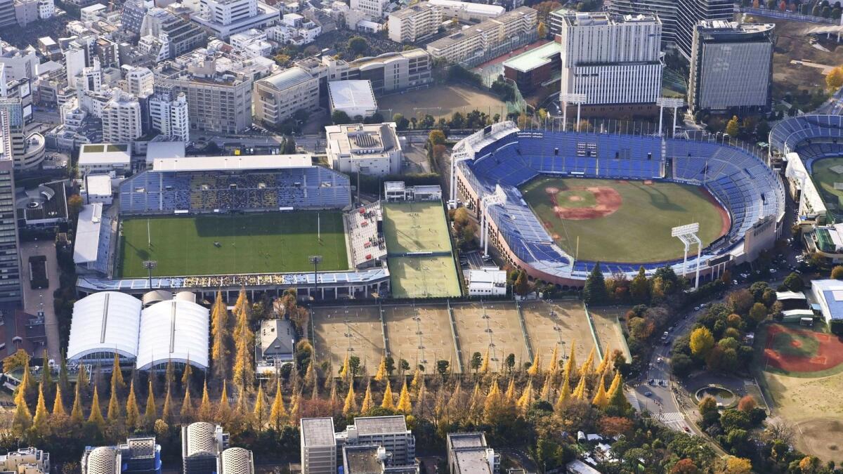 An aerial view shows Meiji Jingu Stadium and Chichibunomiya Rugby Stadium in Tokyo, Japan December 3, 2022.  – Reuters file