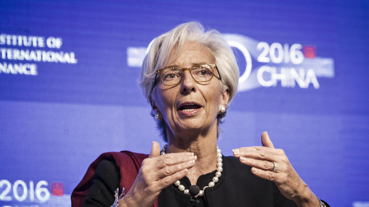 Christine Lagarde, managing director of the International Monetary Fund (IMF), speaks during the Institute of International Finance G-20 Conference in Shanghai, China, on Friday, Feb. 26, 2016.