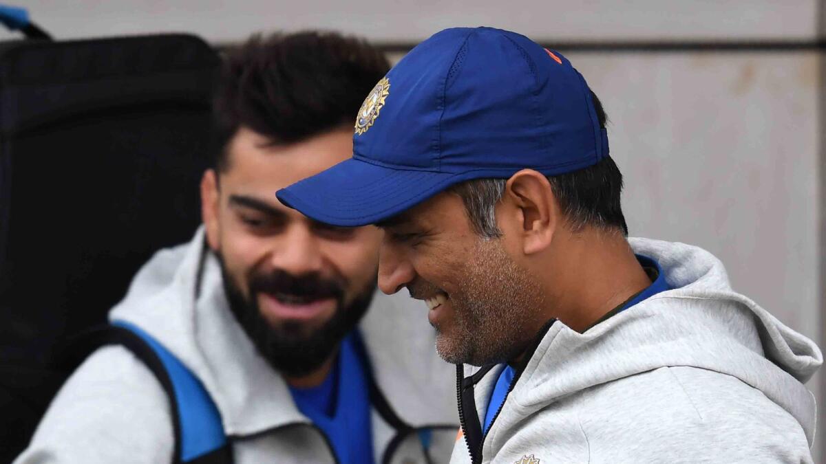Virat Kohli with Mahendra Singh Dhoni during the 2019 World Cup. (AFP file)
