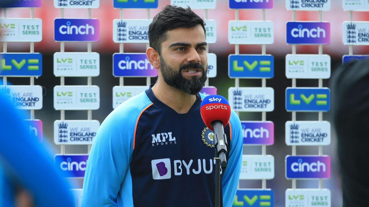 India's captain Virat Kohli during a post-match interview after their defeat on fourth day of the third  Test against England.— AFP