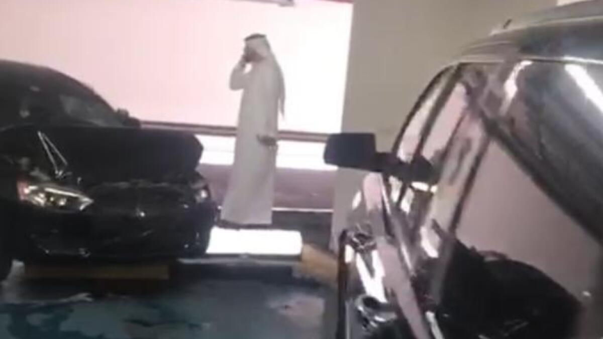 Video: Car accident in Dubai hypermarket parking caught on camera