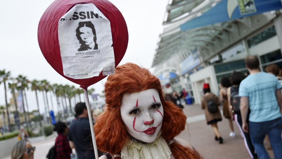 Ana Niebla of San Diego models her own 'Princess Pennywise' outfit before Preview Night of Comic-Con International