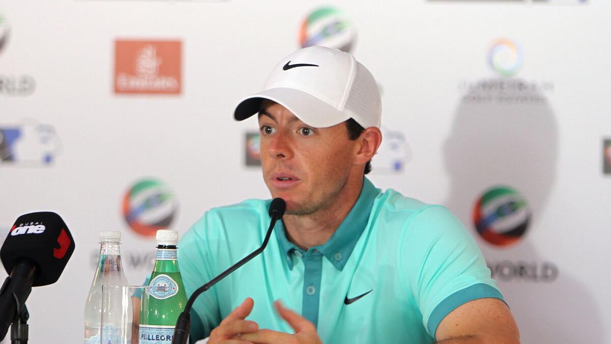 Rory McIlroy at the press conference for the DP World Tour Championship at Jumeriah Golf Estates in Dubai. (KT file)
