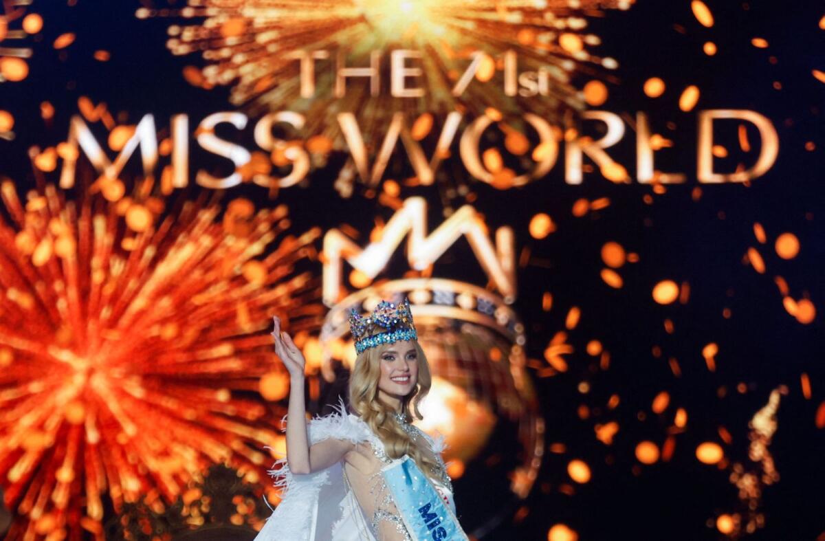 Czech Republic's Krystyna Pyszkova waves after being crowned Miss World. Photo: Reuters