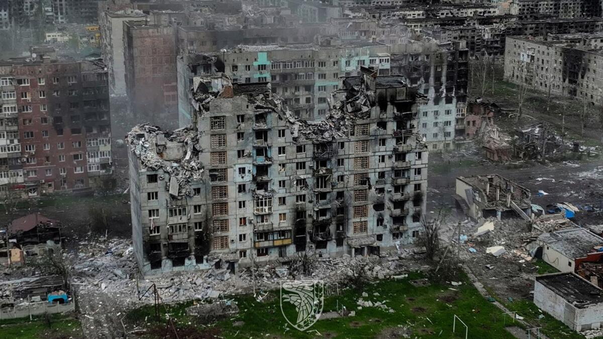 An aerial view shows destructions in the frontline town of Bakhmut, amid Russia's attack on Ukraine, in Donetsk region, Ukraine. -- Reuters file